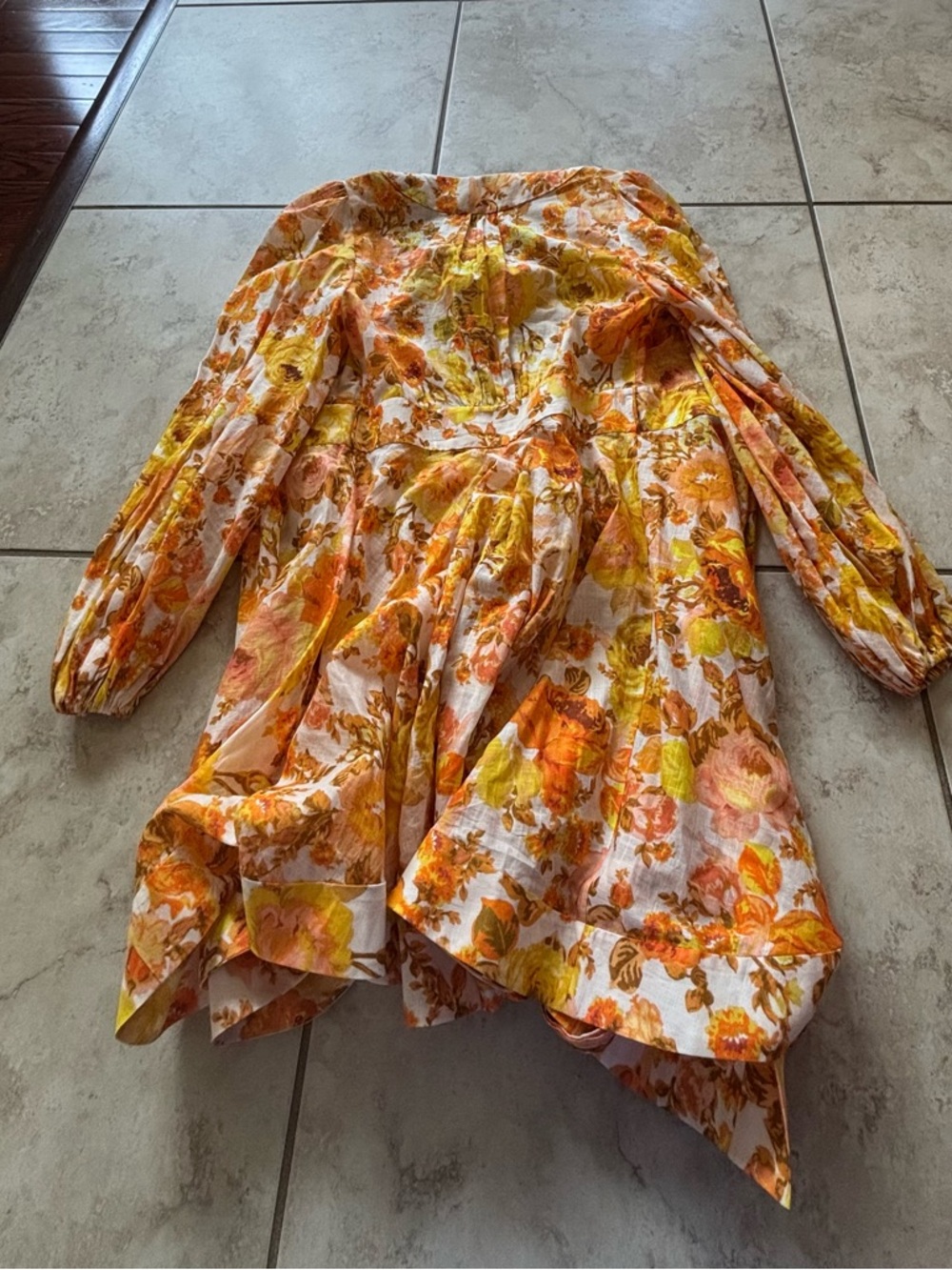 Zimmermann Raie Mini Dress in Yellow & Orange Floral - Picture 4 of 6